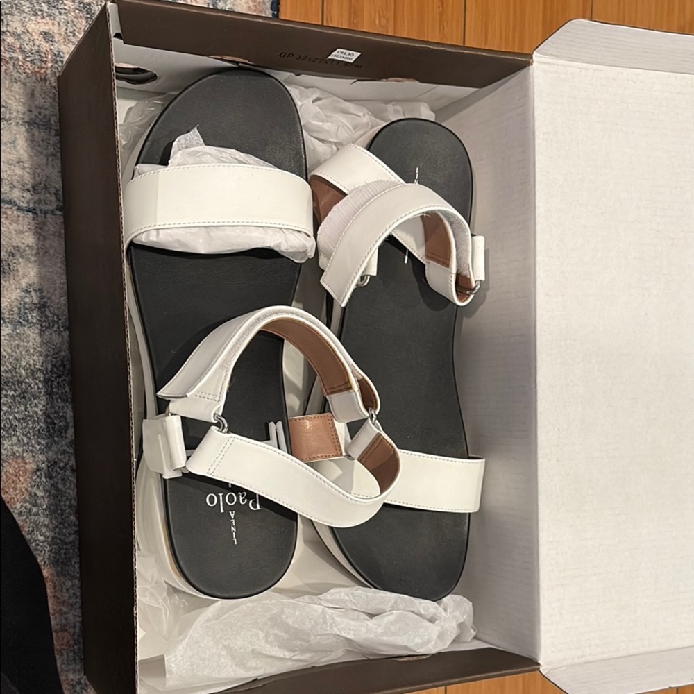 Paolo White and Black Modern Sandals